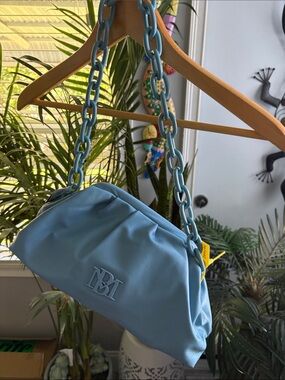 Vegan Leather Blue Chain Shoulder Bag (Badgley Mischka Bag) brand new with tags.